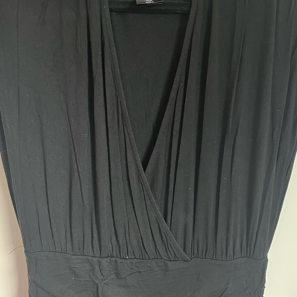 🕶️Agnes & Dora Sleeveless Maxi Dress Deep V-Neck Ruched Waist Black Size L - Picture 4 of 6